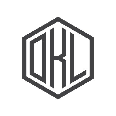 üç harfli baş harfleri altıgen logo siyah