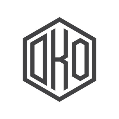 üç harfli baş harfleri altıgen logo siyah