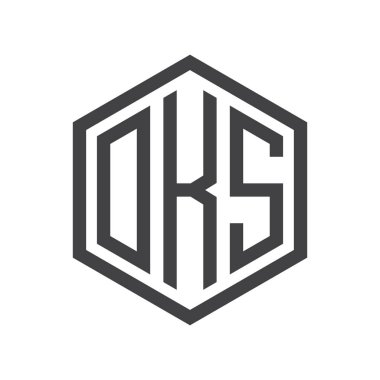üç harfli baş harfleri altıgen logo siyah