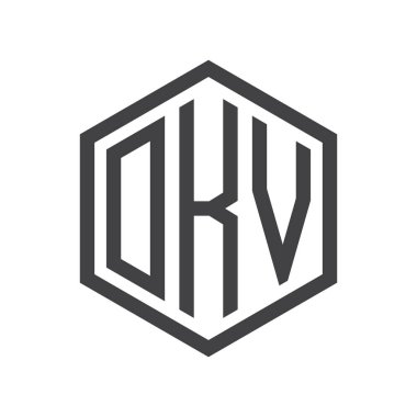 üç harfli baş harfleri altıgen logo siyah