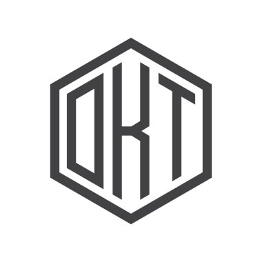 üç harfli baş harfleri altıgen logo siyah