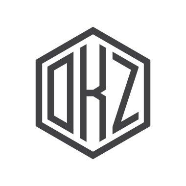 üç harfli baş harfleri altıgen logo siyah