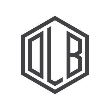 üç harfli baş harfleri altıgen logo siyah