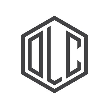 üç harfli baş harfleri altıgen logo siyah