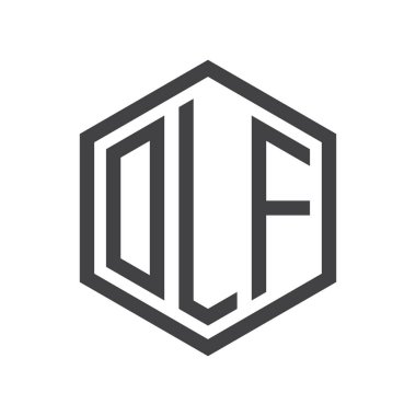 üç harfli baş harfleri altıgen logo siyah