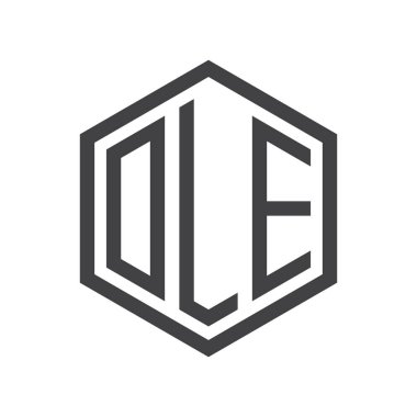 üç harfli baş harfleri altıgen logo siyah