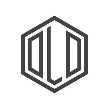 üç harfli baş harfleri altıgen logo siyah