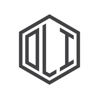 üç harfli baş harfleri altıgen logo siyah