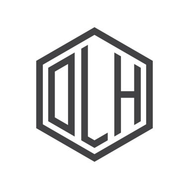 üç harfli baş harfleri altıgen logo siyah