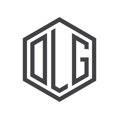 üç harfli baş harfleri altıgen logo siyah