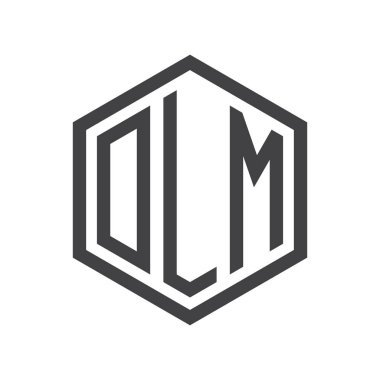 üç harfli baş harfleri altıgen logo siyah