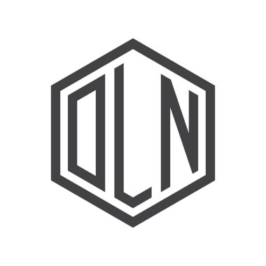 üç harfli baş harfleri altıgen logo siyah