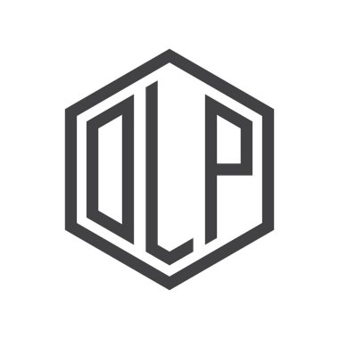 üç harfli baş harfleri altıgen logo siyah