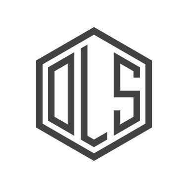 üç harfli baş harfleri altıgen logo siyah