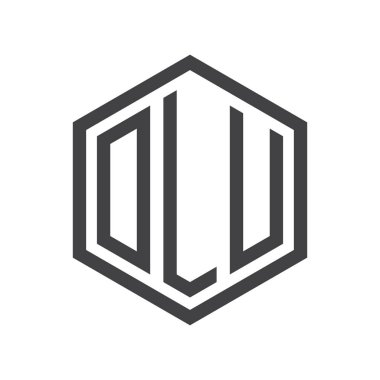 üç harfli baş harfleri altıgen logo siyah