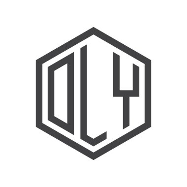 üç harfli baş harfleri altıgen logo siyah