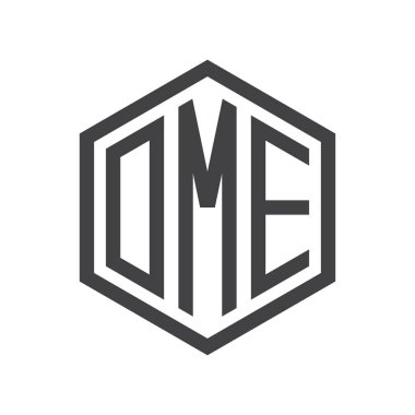 üç harfli baş harfleri altıgen logo siyah