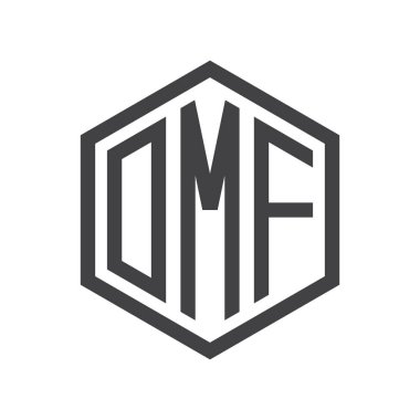 üç harfli baş harfleri altıgen logo siyah