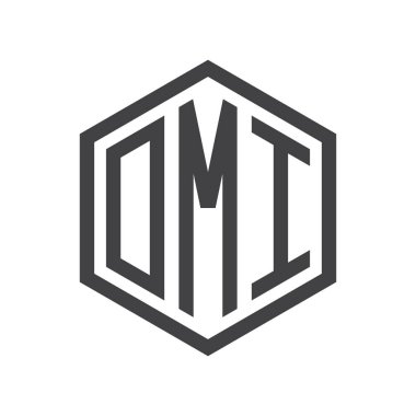 üç harfli baş harfleri altıgen logo siyah