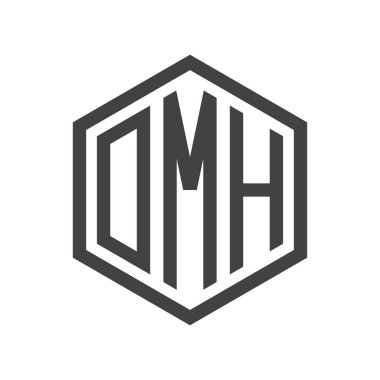 üç harfli baş harfleri altıgen logo siyah