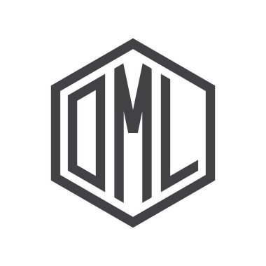 üç harfli baş harfleri altıgen logo siyah