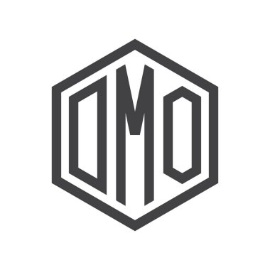 üç harfli baş harfleri altıgen logo siyah