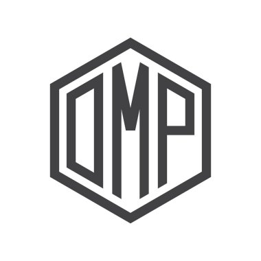 üç harfli baş harfleri altıgen logo siyah