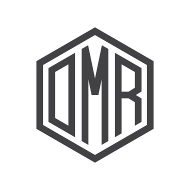 üç harfli baş harfleri altıgen logo siyah