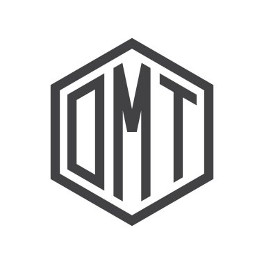 üç harfli baş harfleri altıgen logo siyah