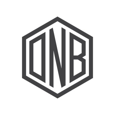 üç harfli baş harfleri altıgen logo siyah