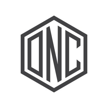 üç harfli baş harfleri altıgen logo siyah