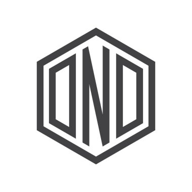 üç harfli baş harfleri altıgen logo siyah