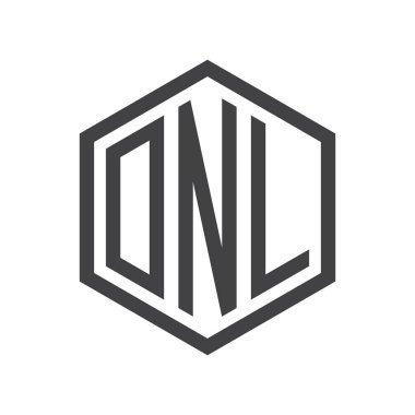 üç harfli baş harfleri altıgen logo siyah