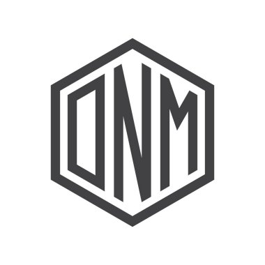 üç harfli baş harfleri altıgen logo siyah