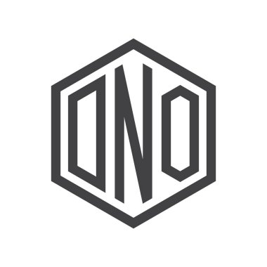 üç harfli baş harfleri altıgen logo siyah