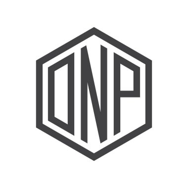 üç harfli baş harfleri altıgen logo siyah