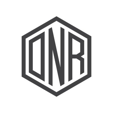 üç harfli baş harfleri altıgen logo siyah