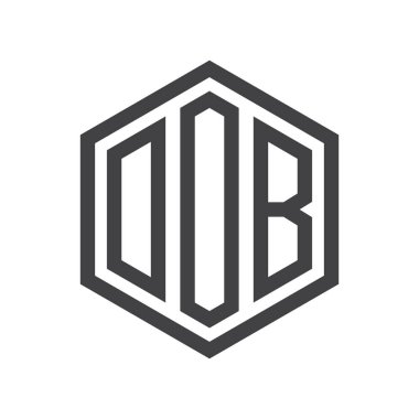 üç harfli baş harfleri altıgen logo siyah