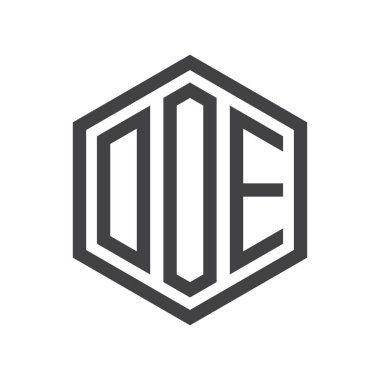 üç harfli baş harfleri altıgen logo siyah