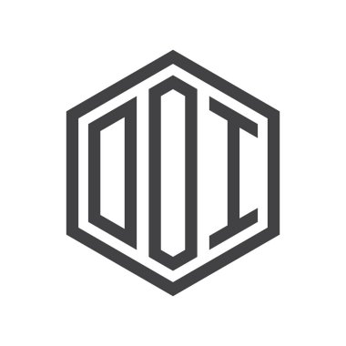 üç harfli baş harfleri altıgen logo siyah