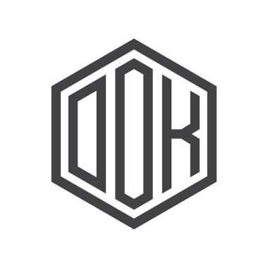 üç harfli baş harfleri altıgen logo siyah