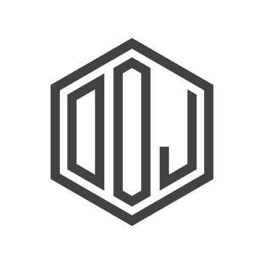 üç harfli baş harfleri altıgen logo siyah