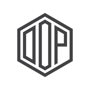 üç harfli baş harfleri altıgen logo siyah