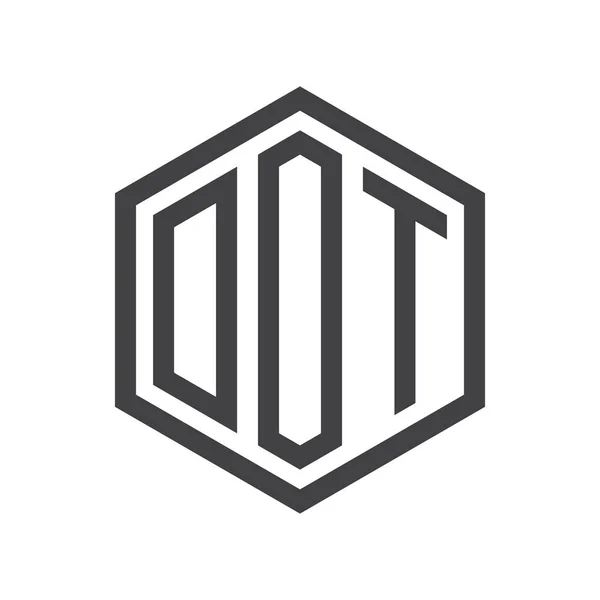 Inicjały trzyliterowe sześciokąt logo czarna — Wektor stockowy