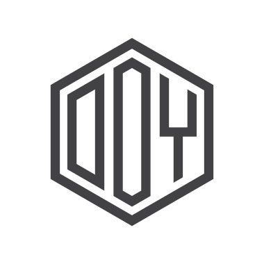 üç harfli baş harfleri altıgen logo siyah