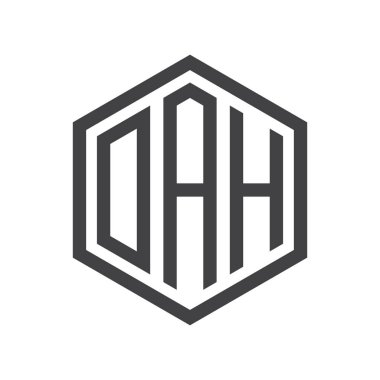 üç harfli baş harfleri altıgen logo siyah