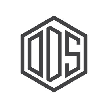 üç harfli baş harfleri altıgen logo siyah