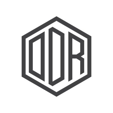 üç harfli baş harfleri altıgen logo siyah