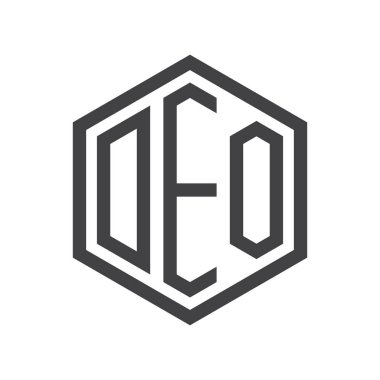 üç harfli baş harfleri altıgen logo siyah