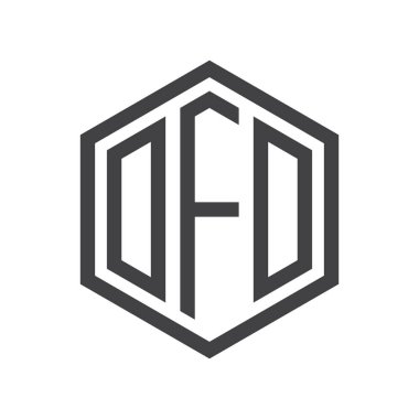 üç harfli baş harfleri altıgen logo siyah